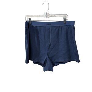 Skims Womens Ribbed Cotton Blend Knit Shorts Navy Blue size XL NWT
